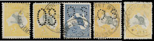 "Seven Seas" hingeless pages with Roos including First Wmk to 5/- plus perf Large 'OS' to 5/- & Small 'OS' to 2/-, Second Wmk to 5/- (Watermark Inverted) plus perf 'OS' to 5/-, KGV Heads complete as per the album including 4&frac12;d Die II CTO plus 'OS' perfins