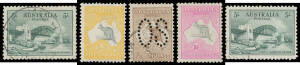 1913-65 collection in KaBe hingless album with mint Roos First Wmk to 5/-, Third Wmk 5/- & 10/-, SMult to 5/-, Kooka M/S unmounted, Robes, Arms and Navigators, used includes Roos perf Large 'OS' to 2/-, 5/- Bridge commercially used & another CTO and &pound;1 R