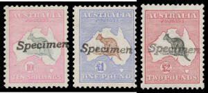 47x 10/- (a trifle aged), &pound;1 & &pound;2 (both with some gum disturbance) each with 'Specimen' Handstamp, Cat $2550.