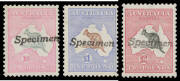 47x 10/- (a trifle aged), &pound;1 & &pound;2 (both with some gum disturbance) each with 'Specimen' Handstamp, Cat $2550.