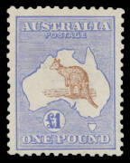 51A &pound;1 brown & blue, horizontal crease, Cat $4000.