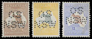 of PUNCTURED 'OS/NSW': &frac12;d to 1/- used (the 2&frac12;d is Second Wmk & mint), condition variable; plus 2/- (unused, no gum), 5/- mint & &pound;1 mint (small faults). Very scarce to rare. Ex Guy Hutson: left in a collection of NSW Officials! [A used example of the One P