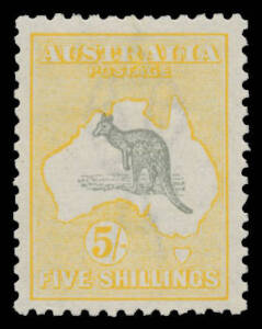 44D 5/- grey & pale yellow BW #44D, well centred, Cat $400.