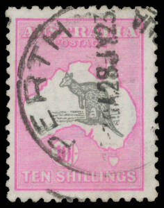 48B 10/- grey & deep "aniline" pink BW #48B, bold Perth cds, Cat $375.