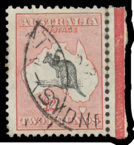 57 £2 grey-black & rose-carmine marginal example from the right of the left-hand pane, Sydney cds, Cat $1200. Advertised retail $875.