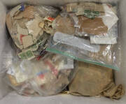 Large carton of kiloware in bags etc, partly sorted by denomination, mostly on small pieces, noted some Penny Reds plus quantities of Single Wmk 1&frac12;d reds, 2d oranges & 2d scarlets etc. Appears to be largely from a Tasmanian source so there should be lots 