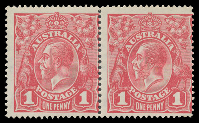 71(1)ia Smooth Paper 1d carmine-rose Dies II-I pair BW #71V(1)ia, lightly mounted, Cat $900.