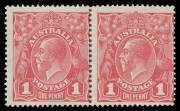 71(1)ia Smooth Paper 1d carmine-rose Dies II-I pair BW #71V(1)ia, lightly mounted, Cat $900.