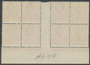 71(4)zj Smooth Paper 1d carmine-red Plate 4 Harrison One-Line Imprint block of 8 with Ferns (Second State) & 'RA' Joined BW #71(4)zj, well centred for an imprint block, unmounted, Cat $1000+ (mounted). - 2