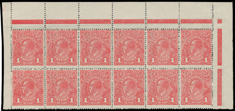 72(3) Rough Paper 1d red with the Watermark Inverted BW #72a Plate III block of 12 from the top of the sheet [1-6/7-12], nine units are unmounted, Cat $1500++.