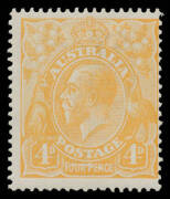 110(2)r 4d yellow-orange with Line through 'FOUR PENCE' BW #110(2)r, Cat $700.