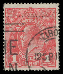73B Cooke Printings 1d rose-red BW #73B, Melbourne slogan cancel, Cat $4000. Scott Starling Certificate (2013).
