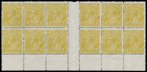 114(3)za 4d yellow-olive Plate 3 No Imprint (Mullett) block of 12 (6x2) BW #114(3)za, a few split/rejoined perfs, Cat $775+.