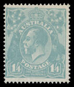 129 1/4d deep greenish blue BW #129A, unmounted, Cat $1250.