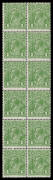 82 1d green block of 12 (2x6) from Pane I including vertical strip with all six units with Dented Lower Frames BW #82(1)df, unmounted, Cat $500+ (mounted).