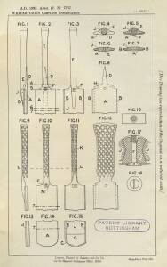 PATENT: "Patent No.7767 A.D.1893 Improvements in Cricket Bats" by James Whitestone [London, 1894], 3 pages plus fold-out diagrams.