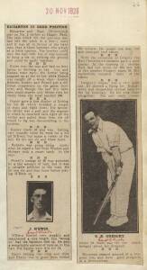CRICKET IN NEW ZEALAND: Scrapbooks (2) of press clippings, one covering Season 1926-27, other Season 1927-28. Also included are 1926 Wills (NZ) "English Cricketers" [25] stuck to pages.