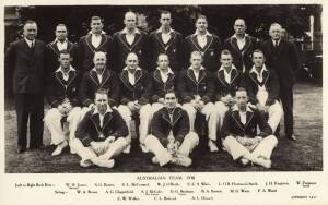 CRICKET POSTCARDS: Range including Australian team postcards from 1930, 1938 (2), 1956 & 1964. Fair/G condition.