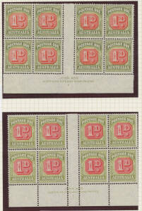 Annotated range of John Ash Imprint blocks of 4 (mostly) or 8 from various issues with values to 1/- x2, a few varieties noted, generally very fine to superb with many units being unmounted. Good lot for the specialist. (30)
