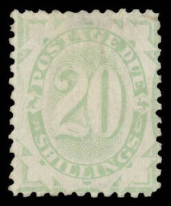1902-04 Completed Design 20/- dull green BW #D45, small thin, unused, Cat $6500. BPA Certificate (2008). A presentable example of this rare stamp.