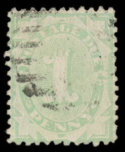 1906-08 Small Crown/A 1d dull green Perf 11 with the Watermark Inverted BW #48a, bars cancel, Cat $2000. Rare.