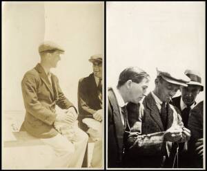 CRICKET PHOTOGRAPHS: Two photographs taken by a member of the 1920-21 English team (possibly Abe Waddington); two photographs taken by Freddie Brown during 1932-33 Bodyline tour; photographs of Freddie Brown (3); plus press photograph of Stan McCabe. Also