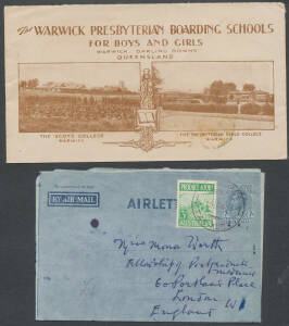 Box of mostly pre-decimal commercial covers the majority to overseas destinations including Brazil, Italy, Hawaii, Ireland, Hungary, Dutch Indies & Sabah, with numerous airmail covers including a few Clipper items & a good range of rates to 9/- including 
