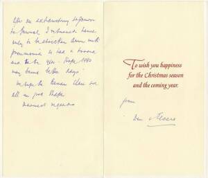 DON BRADMAN, 1989 Christmas Card to Norm Bevan, signed "Don & Jessie" (in the Don's hand); together with envelope in which it was posted. Also invitation letter to Don Bradman's 81st Birthday luncheon on 23rd August.