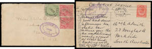Display pages of South Australian WWI censor covers with small 'passed' on postcard to USA with KGV 1d red perf 'OS', 'PASSED.' h/s in violet on covers to Denmark Italy Sweden & Switzerland (the last two with red/white 'Opened by Censor' labels), on PPC f