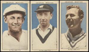 1948 Nabisco "Leading Cricketers", complete set [32], noted Don Bradman, Arthur Morris & Lindsay Hassett. G/VG.