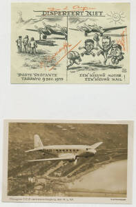 1934 MacRobertson Air Race official mail carried by Dutch KLM Douglas DC2 "Uiver" AAMC #444-6 with ten flown covers including Holland-Java, Holland-Australia, Holland-Batavia-Australia, also the red KLM publicity card for the flight, two later 1934 cover