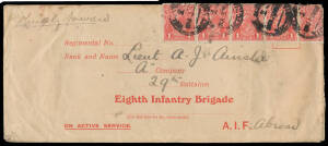 The interesting balance of the consignment including 1916 Melbourne YMCA cover with 'MILITARY CAMP MARIBYRNONG' cds, 1916 cover with 'METHODIST SOLDIERS TENT/SEYMOUR CAMP' imprint in red & the similarly headed letter, 1916 with superb 'PASSED - BY CENSOR/