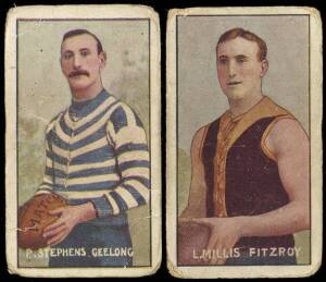 c1904-49 Football cards (66), noted Sniders & Abrahams 1904 (6), 1905-06 (2), 1906-07 (6), 1907-08 (5), 1908-09 (2), 1909-10 (2), 1910-11 Rays (1), 1911 Pennant (1), 1912 Star (5), 1913 Shield (1), 1908-09 Incidents in Play (1); also range cricket cards (