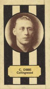 1932-57 scarce football cards, comprising 1932 Clark-Ellis "VFL Footballers" [1/108] - C.Dibbs (Collingwood); 1949 Kornies "Victorian Footballers" [1/108] - No.52 E.Ryan (Oakleigh);&nbsp;1957 Kornies "Footballer - Mascot Swap Cards" [1/36] - No.4 Jock Spencer 