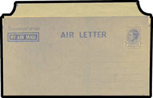 AEROGRAMMES: 1944 with Admonition Removed 7d on Yellow Paper BW #A2, unused, Cat $200.