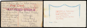The balance of Michael Blake's exhibit pages & loose material with better items including First Convoy embargoed cover & Melbourne YMCA lettersheet datelined "Aden 29 Nov 1914", Third Convoy postcards x4, range of covers used in Egypt, unusual usage of 1d