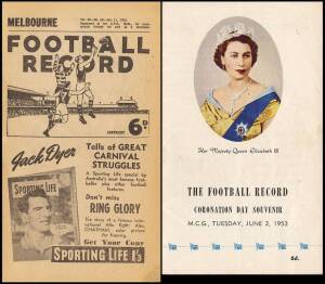 1953 "Football Record"s, comprising home & away (9) including Coronation Day Souvenir. Fair/Good condition