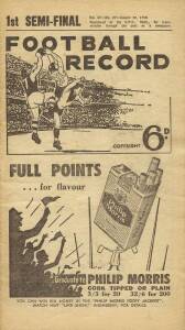 1958 "Football Record", 1st Semi Final - North Melbourne v Fitzroy.