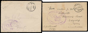 OFFICERS CACHETS: Covers (4) & PPCs (4) with cachets comprising fancy-oval 'CENSORED BY/...Lieut/AIF'; 2-line '...Major/CO 2nd Div Sig Coy AIF'; 3-line 'ON ACTIVE SERVICE/...Lieut/4th TRNG BATTN'; 4-line '...CAPT/OC D Company/17th Inf Battn/AIF'; large ov