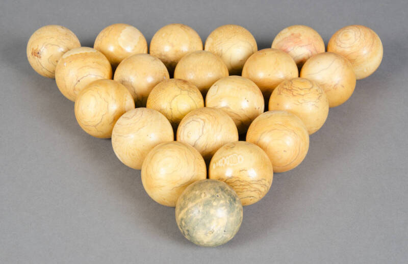 ANTIQUE IVORY BILLIARD BALLS, c1870s-80s, group of 24. Fair/Good condition.