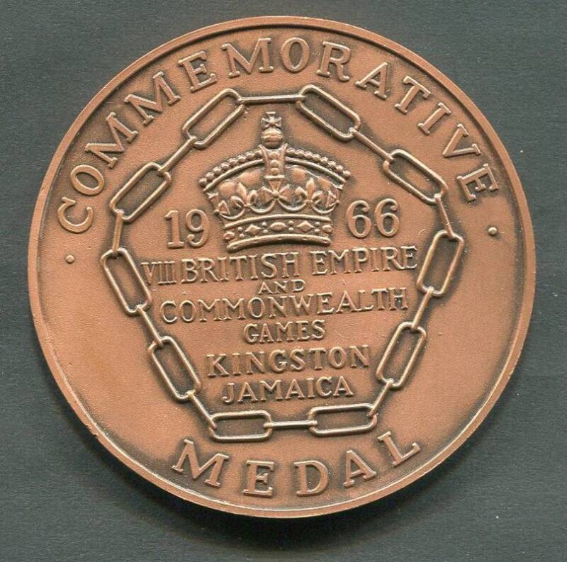 1966 COMMONWEALTH GAMES IN JAMAICA, Participation Medal "1966 VIII British Empire and Commonwealth Games, Kingston, Jamaica", 54mm diameter.