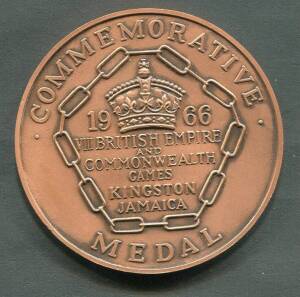 1966 COMMONWEALTH GAMES IN JAMAICA, Participation Medal "1966 VIII British Empire and Commonwealth Games, Kingston, Jamaica", 54mm diameter.