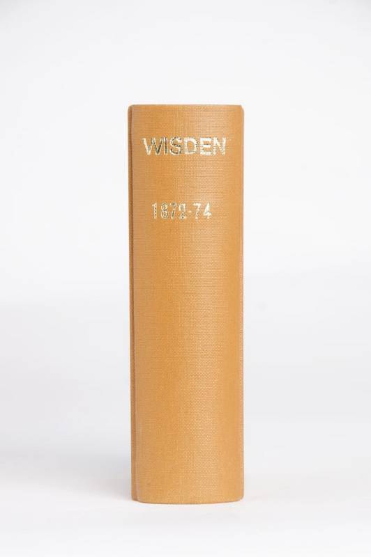 "Wisden Cricketers' Almanack" for 1872, 1873 & 1874, second facsimile reprints (1974), bound together in tan cloth, preserving salmon pink wrappers.