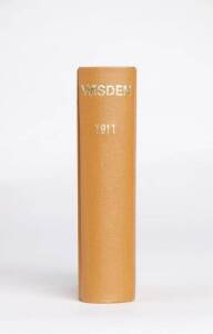"Wisden Cricketers' Almanack" for 1911, rebound in tan cloth, preserving original wrappers. G/VG.