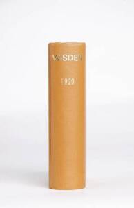 "Wisden Cricketers' Almanack" for 1920, rebound in tan cloth, preserving original wrappers. Fair/G.