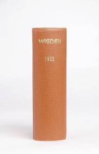 "Wisden Cricketers' Almanack" for 1922, rebound in brown cloth, preserving front wrapper. Fair/G.