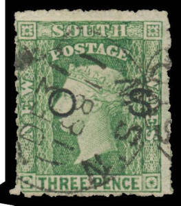 OFFICIALS: 1879 Wmk '6' 3d dull green SG O1, characteristic rough perfs, Sydney cds of DE31/1881, Cat £550. Ex Guy Hutson. Underrated; unpriced mint.