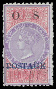 REPRINTS: 1887-90 Long Type Stamp Duty overprinted 'POSTAGE' & 'O S' Perf 10 as SG O137b but with oval 'O' in 'O S', characteristic irregular perfs, CTO with 'GPO'-in-concentric-ovals, no gum. Much scarcer than the similar Perf 12 reprint.