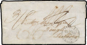 1819 entire headed "Parramatta NSWales/12th June 1819" and signed "Geo Tho Palmer" to "Dingle/Ireland" variously rated "2/2", then "3/8" & finally "5/6", light but fine 'SHIP LETTER/[crown]/26OC26/1819/LONDON' transit cds, professionally cleaned & with so