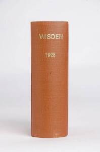 "Wisden Cricketers' Almanack" for 1928, rebound in brown cloth, preserving original wrappers. G/VG.